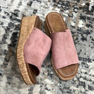 NWOT Sam Edelman Pink Suede Women's Slide cork wedge sandals